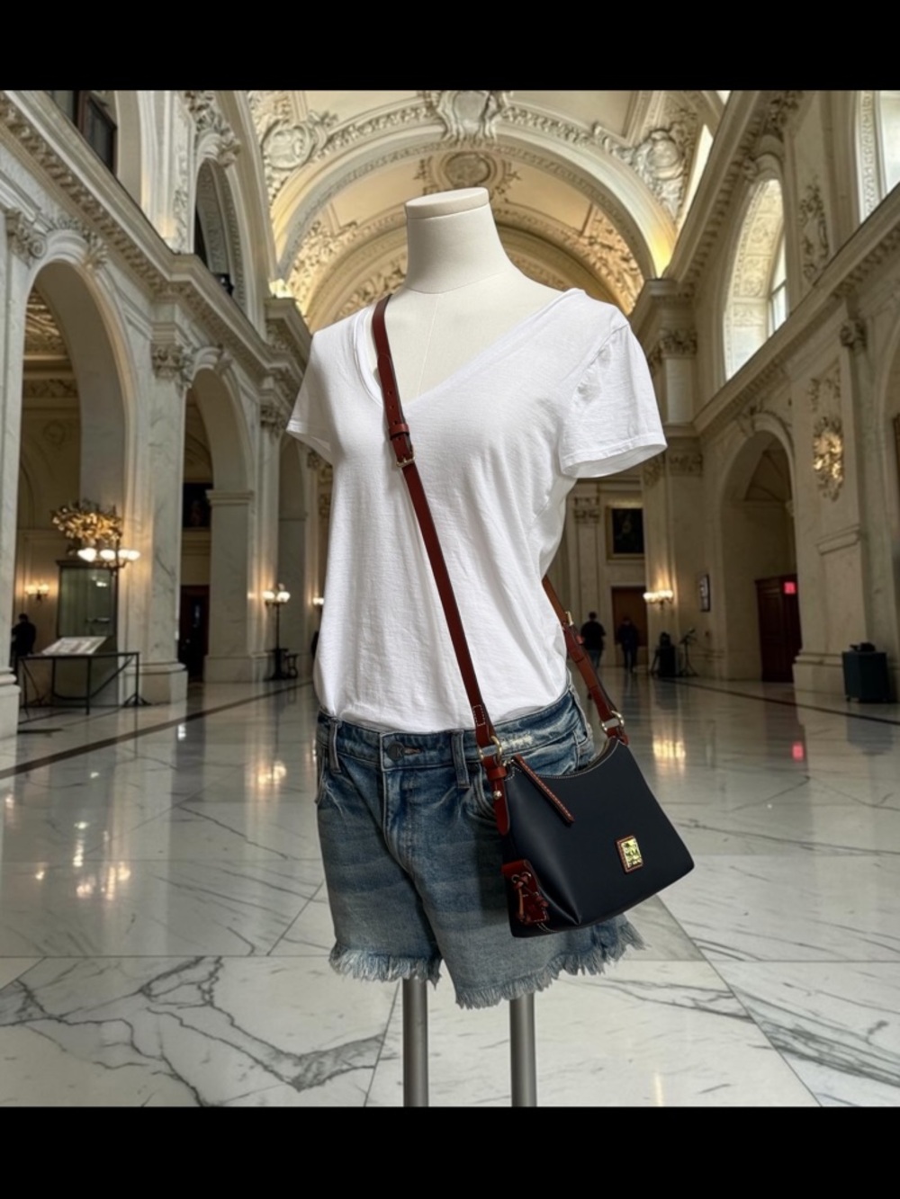 Dooney & Bourke Penrose Navy Leather Crossbody with Brown Trim and Gold Hardware - Picture 15 of 15